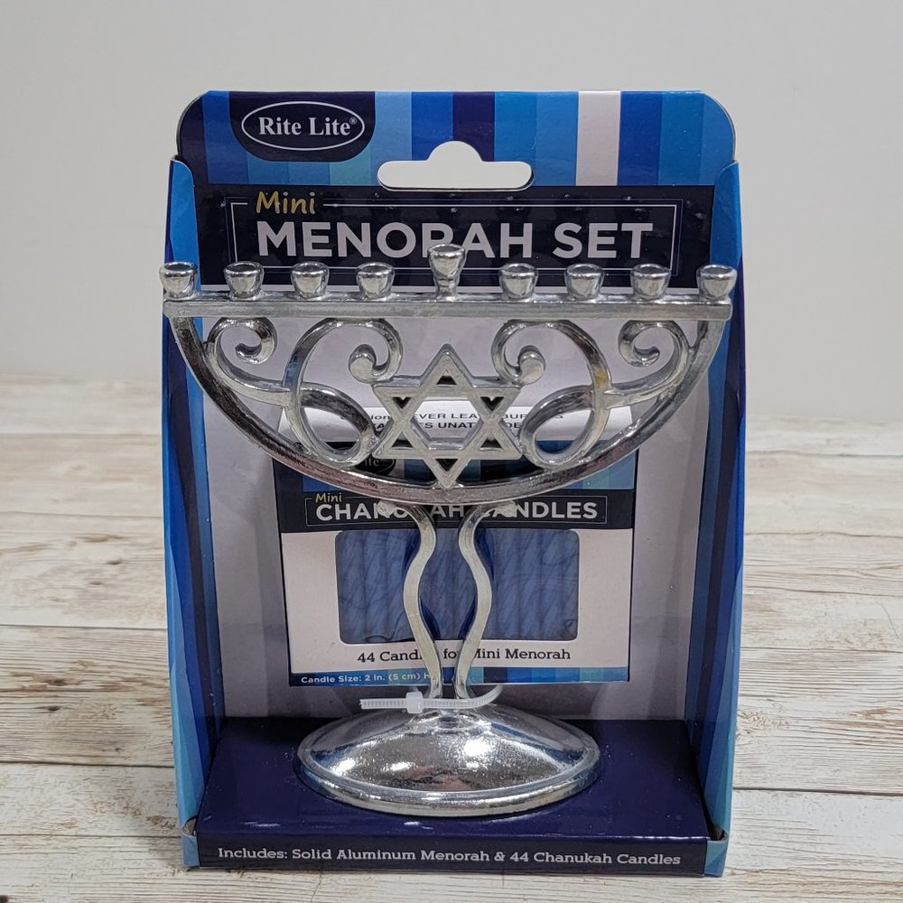 Rite -lite Judaica Mini Aluminum Menorah Includes Candles